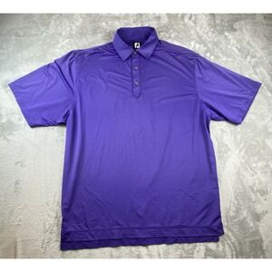 FootJoy Polo Shirt Mens Large Purple Stripe Golf Spandex Performance Stretch